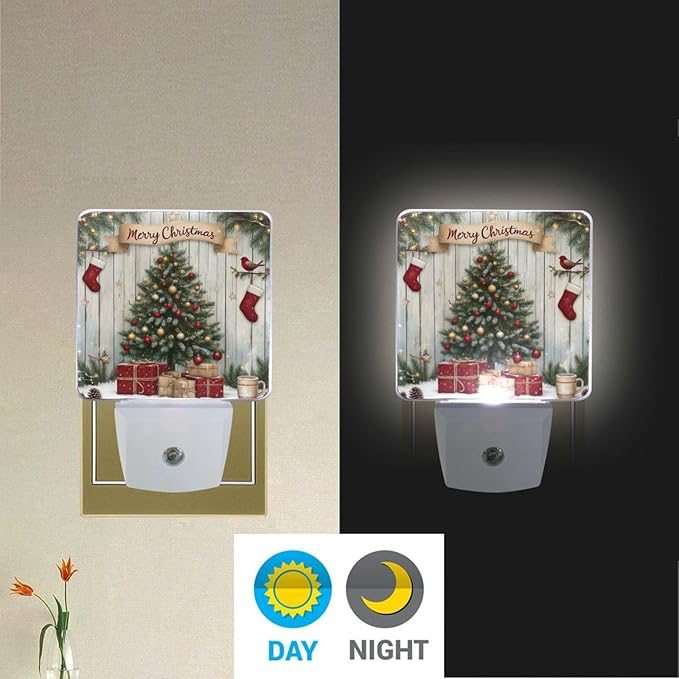 Aslsiy Night Light for Kids Christmas Tree Snowflakes Sparkling (22) Plug in Wall Lamp LED Dusk to Dawn Sensor Energy Saving Nightlight for Boys Girls Men Women