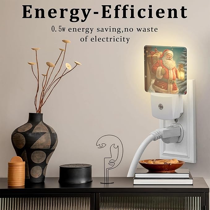 Christmas Santa Claus with Gifts Night Light for Kids,Kind Smile Santa Claus Night Light Plug in with Dusk to Dawn Sensor,0.5w Energy Saving Nightlight for Hallway Stairway Kitchen Bedroom