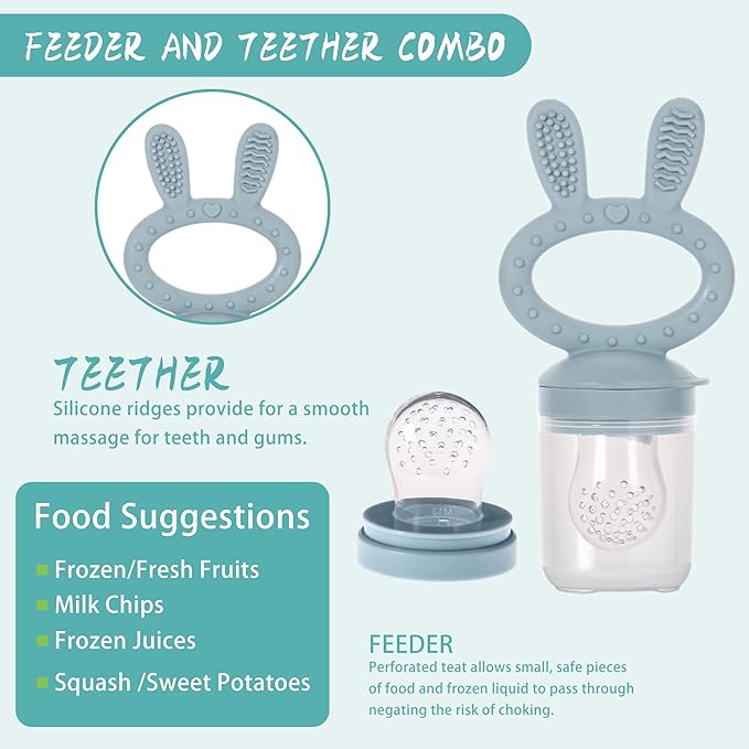 WAJIAYON Baby Breastmilk Popsicle Molds & Baby Fruit Feeder (3 Pack), Baby Food Freezer Tray Storage Containers, Silicone Teething Pacifier Feeder and Teether for Babies,Baby Feeder - Green
