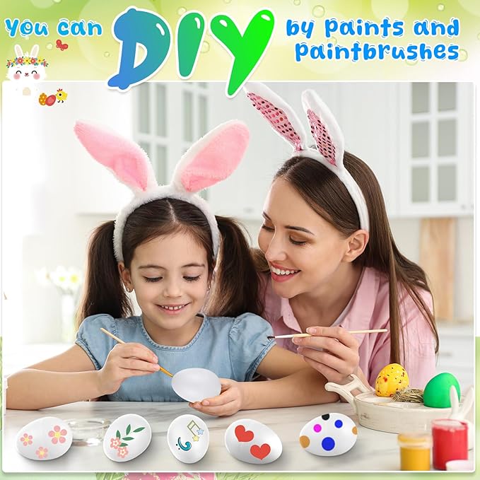 Yeshone 100 Pieces Egg Shakers Musical Instruments Percussion Maracas Egg for Kids Toys Plastic Easter Shaker for Learning DIY Painting, Classroom Music, Rhythm(White)