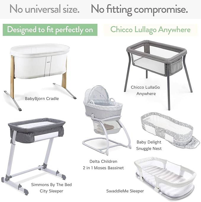 Bassinet Fitted Sheets for Chicco LullaGo Anywhere, Baby Bjorn Cradle and 14 x 29 Mattress Pad – Snuggly Soft 100% Jersey Cotton – Farm Animals – 2 Pack