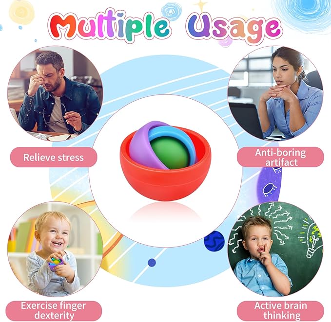 Fidget Toy for Adults, Colorful Sensory Toys for Teens 8-12, Gift Ideas for Boys Girls Teens Kids, ADHD Autism Quiet Stress Relief Finger Toy Hand Fidget Spinner