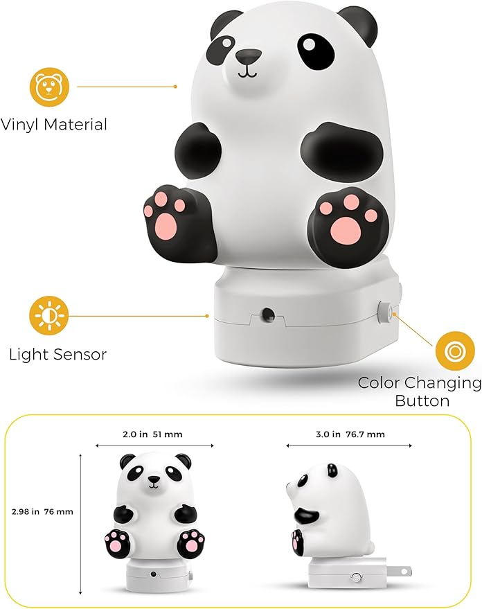 L LOHAS LED Night Light for Kids, 3D Cute Night Light Plug in, Dusk to Dawn Nursery Night Lights, RGB+Soft White 3000K, 3 Lighting Modes, Room Decor, Children