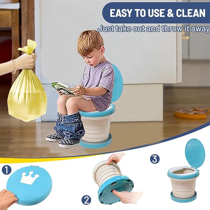 SunnySmile Travel Potty for Toddler, Portable and Foldable Toilet, Apply to Seat Emergency Toilet for Car, Camping, Outdoor, Indoor (green, large)