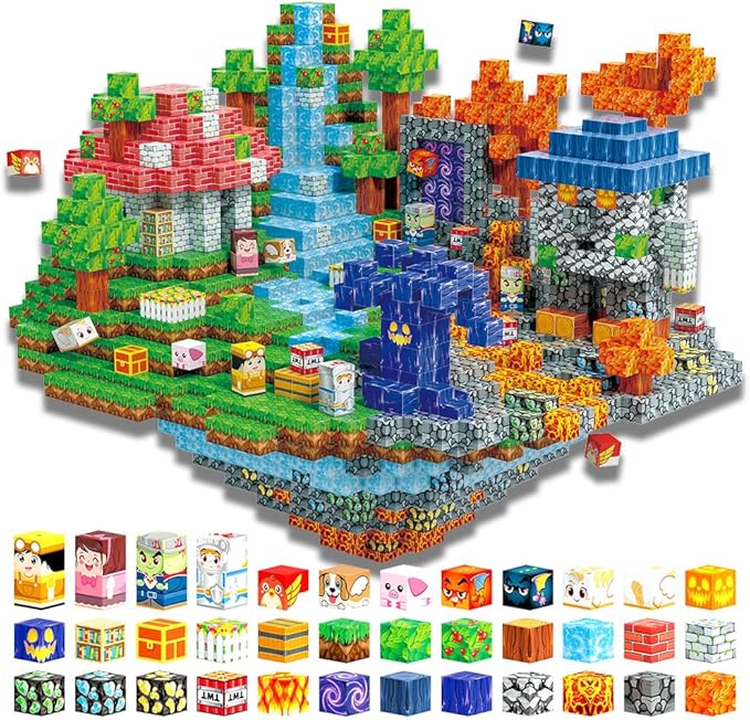 150Pcs Sky City Magnetic Building Blocks Set, Kids Sensory Toy for Toddlers STEM Learning, Stacking Magnets for Kids，0.8" Large Size