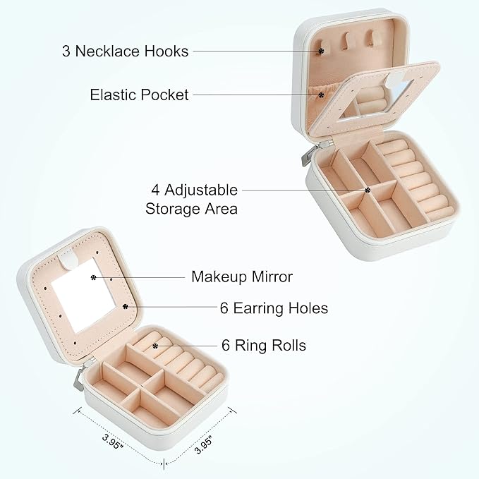 Parima Jewelry Organizer Box, Small Jewelry Box for Women Girls Initial P Travel Jewelry Case Small Jewelry Organizer Box Travel Jewelry Case Jewelry Box Organizer - Letter P, White