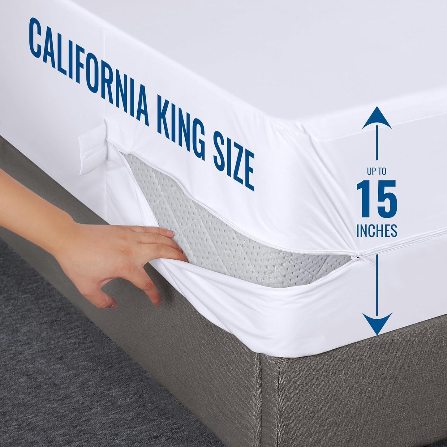 Utopia Bedding Zippered Mattress Encasement California King, 100% Waterproof Bed Bug and Dust Mite Proof Mattress Protector, Absorbent Six-Sided Mattress Cover