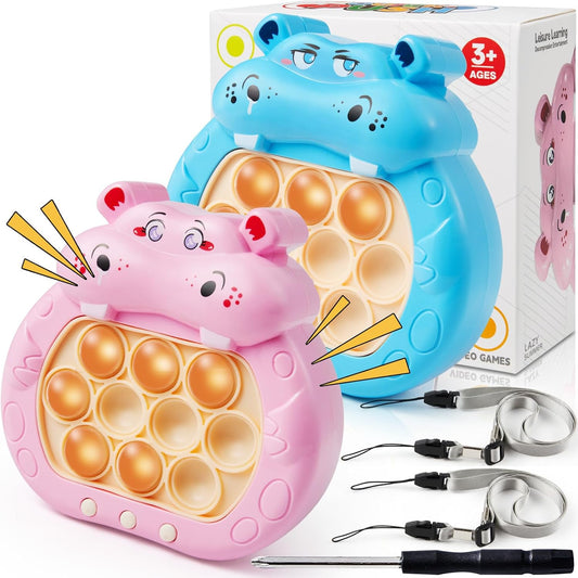 Quick Push Game 2 Pack, KAXANPI Pop Light Up Game Pop Fidget Toys, Fast Push Game Sensory Toys, Stress Relief Bubble Pop Puzzle Game Machine for Kids and Adults