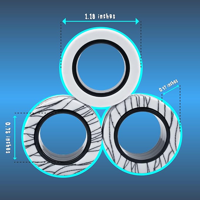 Cevioce 6 PCS Magnetic Ring Fidget Toys Set,ADHD Anxiety Magnetic Finger Spinner Pack for Teens Adults and Kids,Coolest Magnet Stress Relief Toy Birthdays Gifts for 8+ Year Old Boys Girls Present