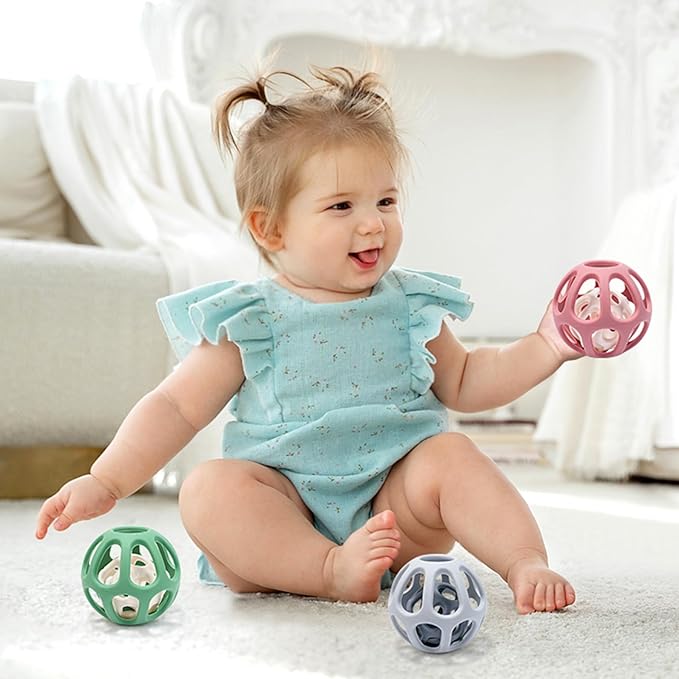 MCGMITT Sensory Balls for Baby, Food Grade Stretchy Silicone Infant Ball, Easy Grasp Ball for Babies 0-12 Months BPA-Free Montessori Learning Toy, Developmental Teething Toys Baby Shower Gifts