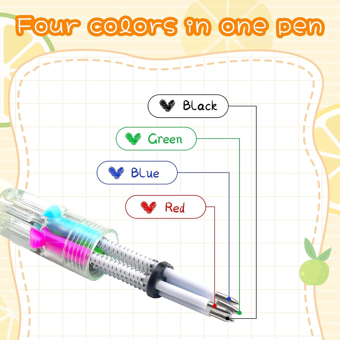 30Pcs Mini Multicolor Pens in One 4-in-1 Cute Pens Bulk for Kids, Ballpoint Pen for Birthdays and Children's Parties, Fun Gifts Assorted Ink Kawaii Pen(Fruits and Animals)