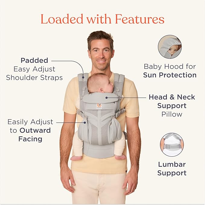 Ergobaby Omni Classic (formerly OMNI 360) All-Position Baby Carrier for Newborn to Toddler with Lumbar Support and Cool Air Mesh, 7-45 Pounds, Midnight Blue, One Size
