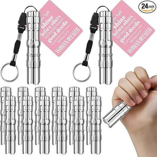 12 Sets Christian Gifts for Women Bulk Woman of Faith Gift Scripture Flashlight Keychains with Bible Verse Card for Women