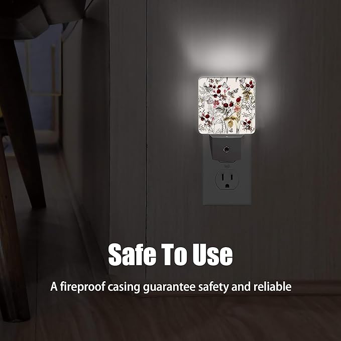 Vintage Flower Night Light, Butterfly Plug into Wall with Dusk to Dawn Light Sensors, Warm Nightlights for Bedroom, Bathroom, Hallway, Kitchen, Gifts Ideal for Girls Women