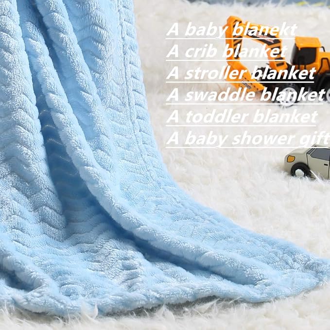 CREVENT 30''X40'' Soft Cozy Warm Baby Blankets for Boys Girls Solid Color - All Season Use - Newborn Essentials (Wave Blue)