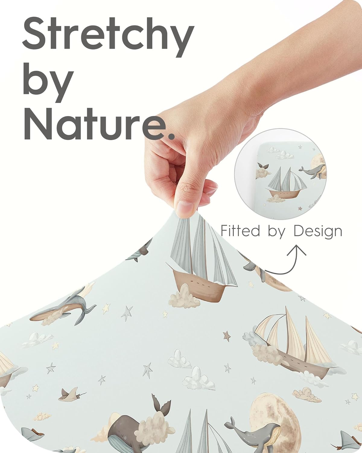 Premium Soft Boho Changing Pad Covers for Girls & Boys - Stretchy Jersey Sheets - Fits Standard Changing Tables - 2 Pack (Whale Dreams)