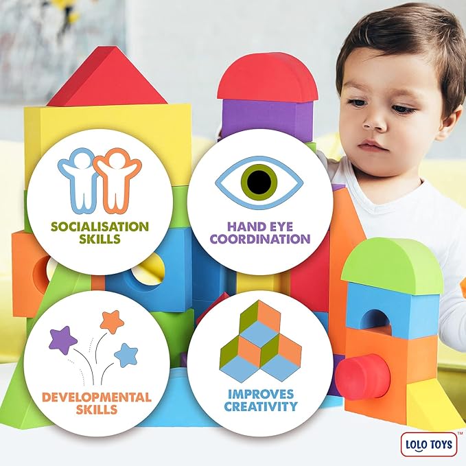 Large Building Foam Blocks for Toddlers – Giant Jumbo Big Building Blocks (30 Pieces)