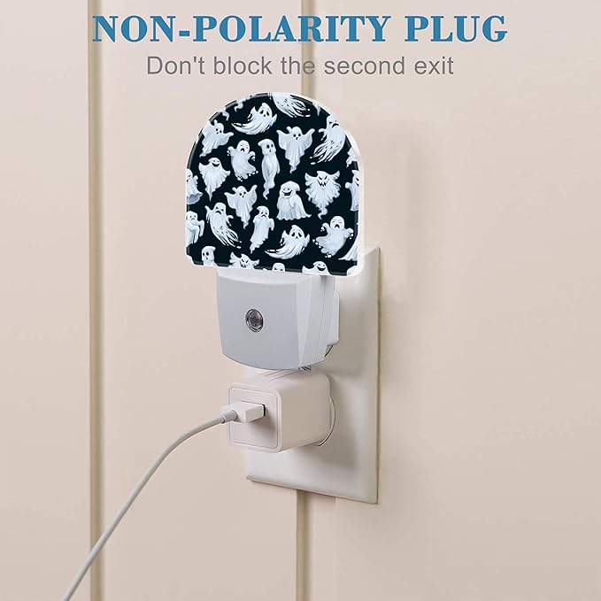 Night Light for Kids Girls Boys, Halloween Funny Ghost LED Night Light Plug into Wall with Dusk to Dawn Sensor for Room Decor, Hallway, Kitchen, Bathroom, Nursery, Stairs