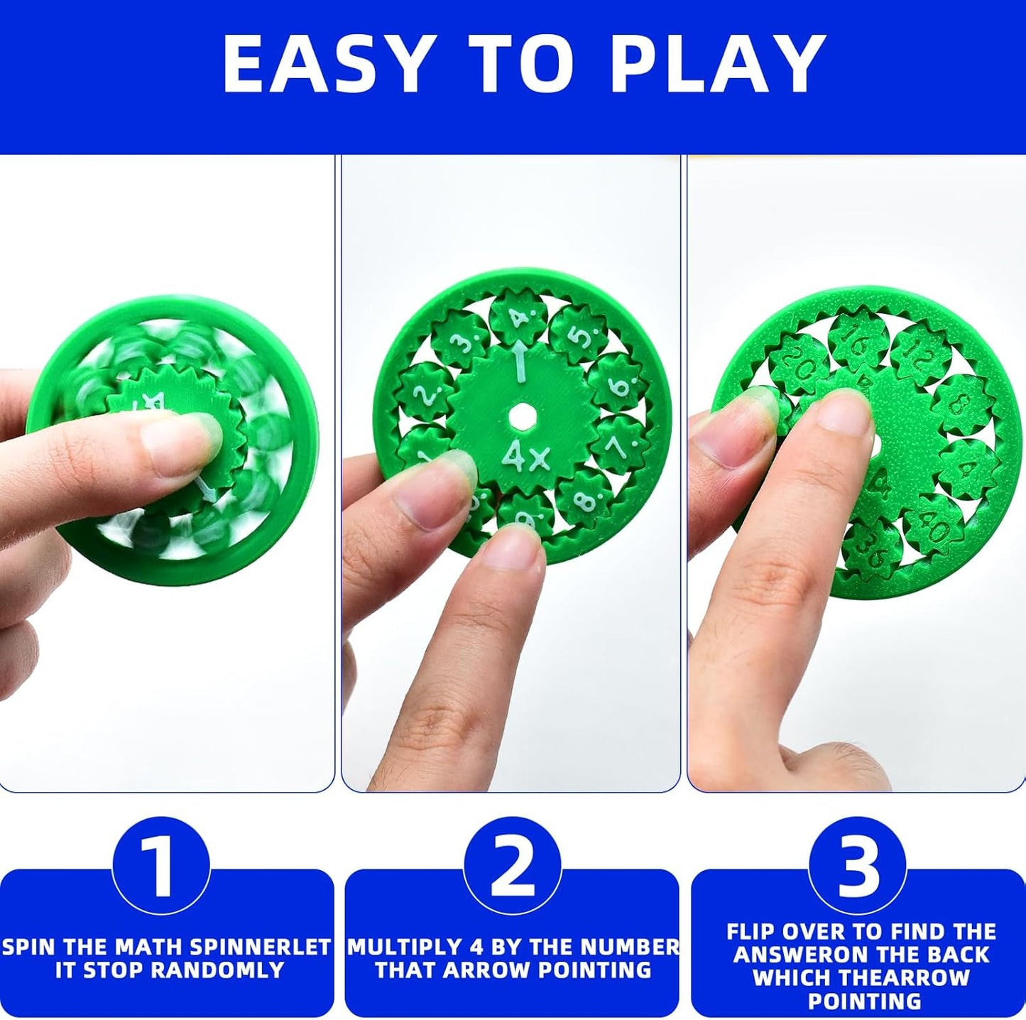 Math Fidget Spinners,Funny Educational Math Fact Tools,Math Learning & Education Toys Game,Creative Gift (9 PCS-Multiplication & Division)