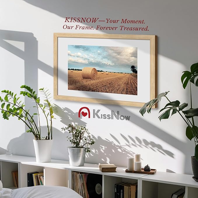 16x24 Poster Frame 2 Pack, Natural Oak Wood Picture Frame with Polished Plexiglass, Wall Hanging