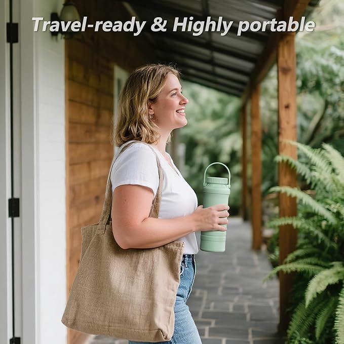 22oz Portable Breastmilk Cooler Bottle, Stainless Steel Breast Milk Chiller, 360° Total Cooling for 24 Hours, Stainless Steel Cooler with 2pcs Baby Bottles for Breastmilk Storage