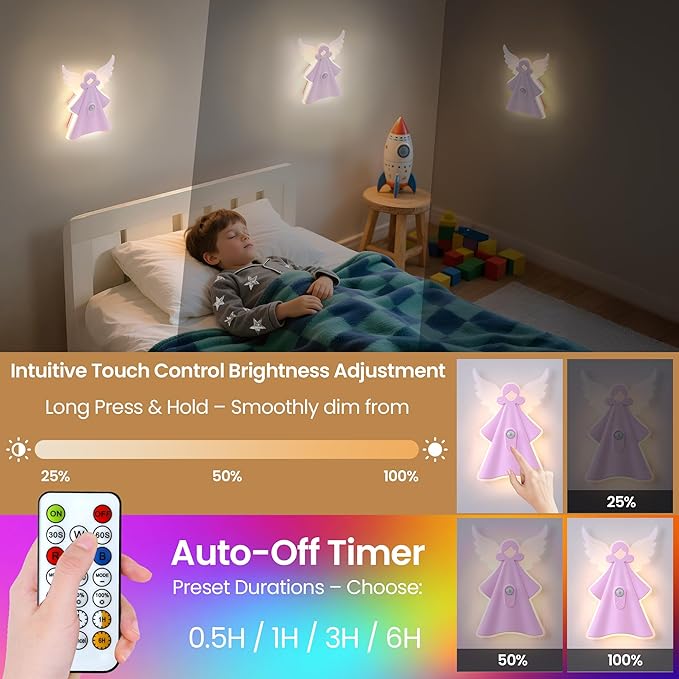 Color Changing Night Light with 8 Static & 10 RGB Modes, USB Rechargeable, Motion-Sensing – Perfect Kids Gift for Bedrooms & Playrooms