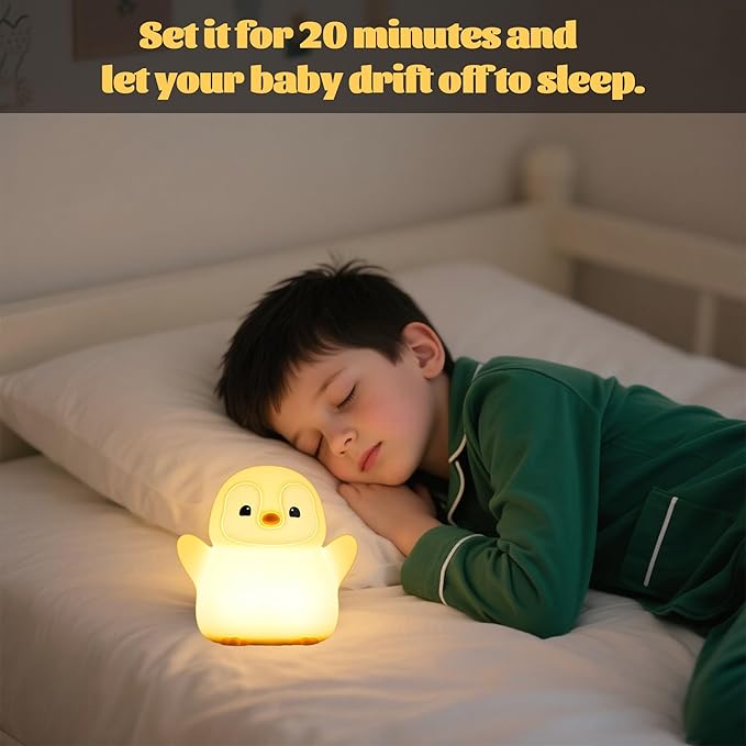 Penguin Nursery Night Light,LED Squishy Silicone Lamp,2 Levels Dimmable Bedroom Nightlight for Kids,Touch Light,Dorm Decor lamp,Baby Boys Girls Gifts (Standing Penguin)