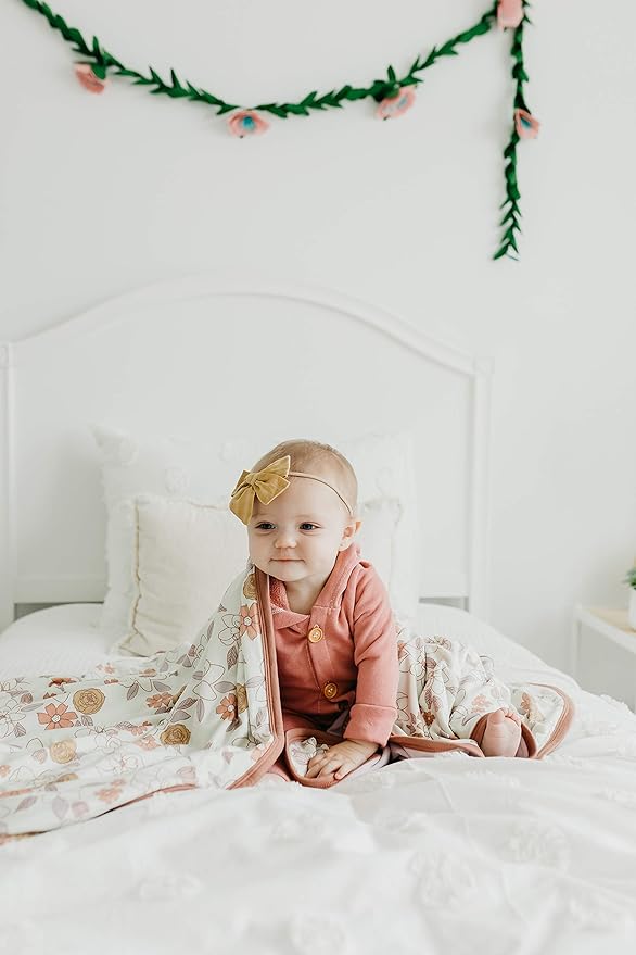 Copper Pearl Three-Layer Baby Blanket: Soft Baby Quilts for Boys and Girls | Breathable, Cozy, Toddler Blanket | Baby Quilt for Newborns | 46x46 Premium Polyester/Rayon | Ferra