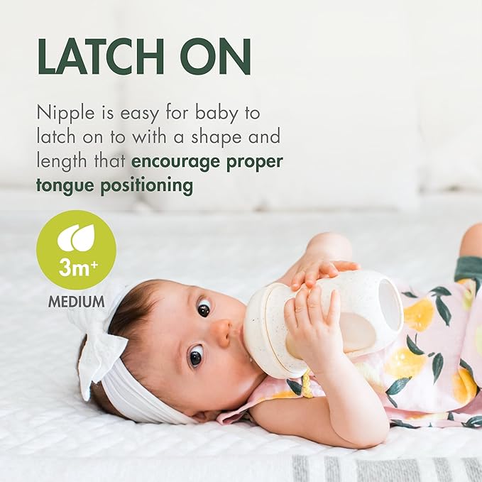 Boon Nursh Bottles - Silicone Baby Bottles Help Ease Colic Symptoms - Formula and Breast Milk Only Touch Platinum Food-Safe Silicone - Medium Flow - Speckle Green - 8 Ounce