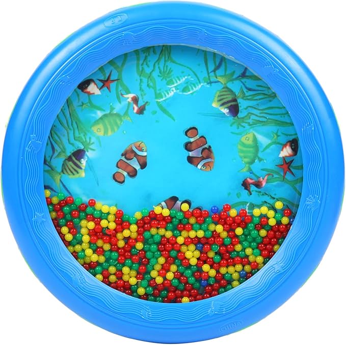 Musfunny Ocean Drum Wave Bead Drums Gentle Sea Sound Music Gift Musical Educational Sea Sound Drum Tool for Kid Child Baby (Blue)