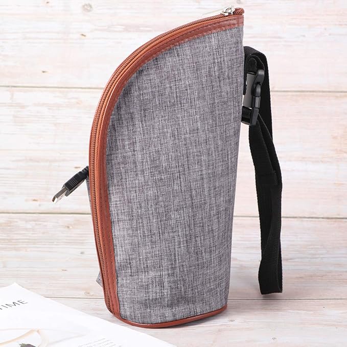 2sets USB Bottle Warmer Heater with Automatic Temperature Control Portable Travel Cup Cover for Car Use Go Feeding Grey