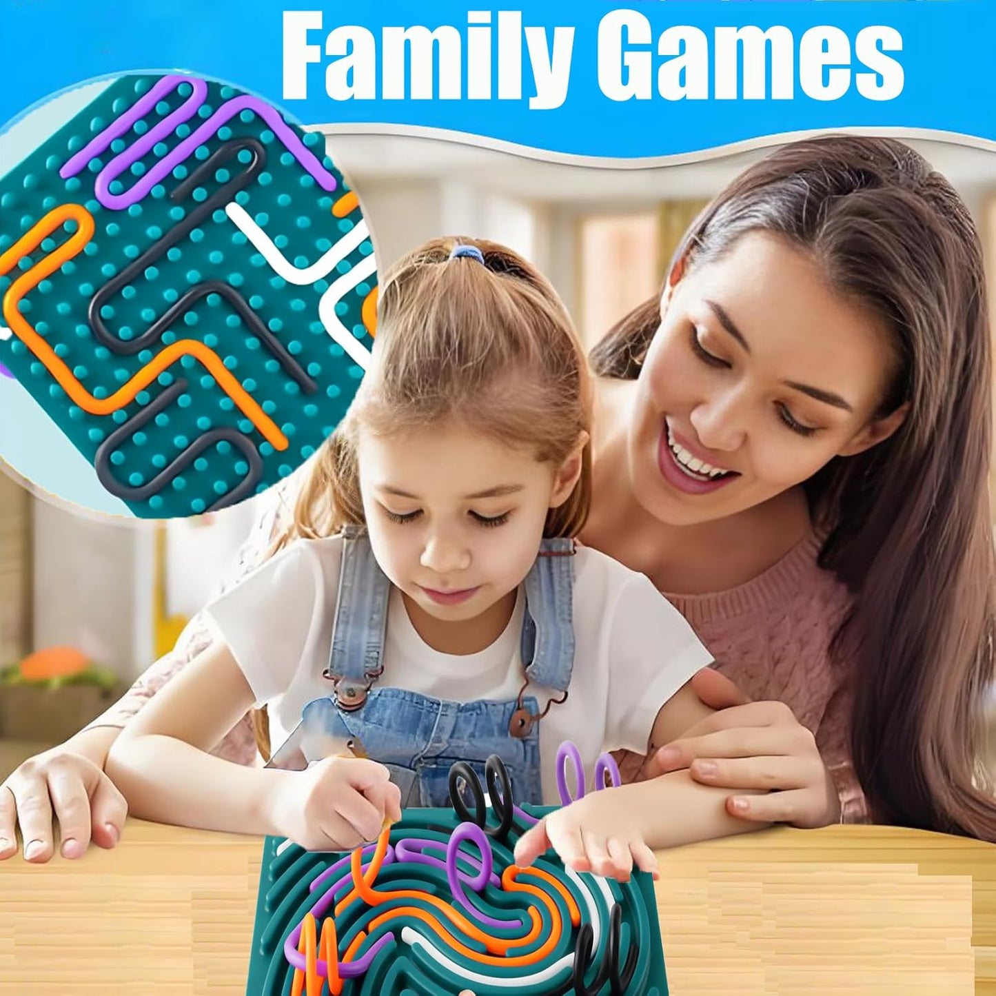 Sensory Activity Board, Silicone Fidget Toy Silent, No Mess for Calming/Stress/Anxiety/ADHD & Autism Kids & Adults, Travel Sensory Activity Board with Portable Storage Bag & 20 Strings