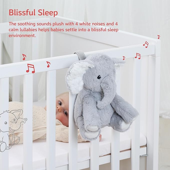 Cloud b Sound Machine with White Noise Soothing Sounds | Cuddly Stuffed Animal | Adjustable Settings and Auto-Shutoff | Elliot Elephant™