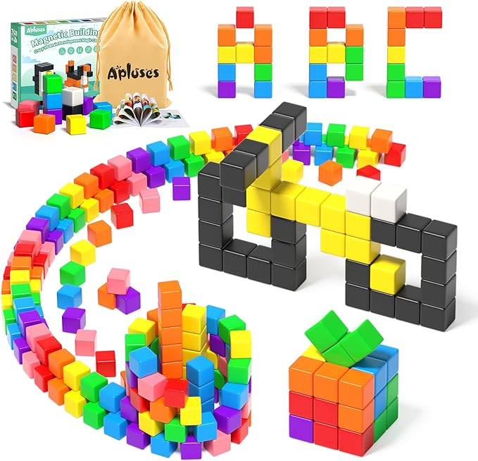 54 PCS Magnetic Blocks, Magnetic Building Blocks for Toddlers 3+, Montessori Toys, Magnet Cubes, Preschool STEM Educational Sensory Magnet Toys for Kids Ages 3-5 Year Old Boys and Girls