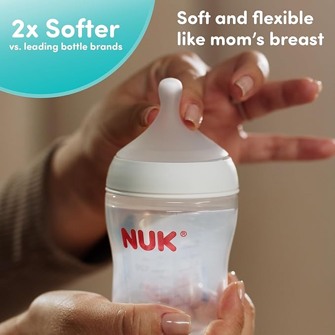 NUK Perfect Match 2-in-1 Natural and Anti-Colic Bottle with Slow Flow, Wide, Adaptable Nipple, 5oz., 2 Pack