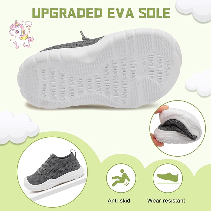 JIASUQI Toddler Shoes for Boys Girls Slip on Sneakers Wide Toe Walking Shoes Toddler Sock Shoes