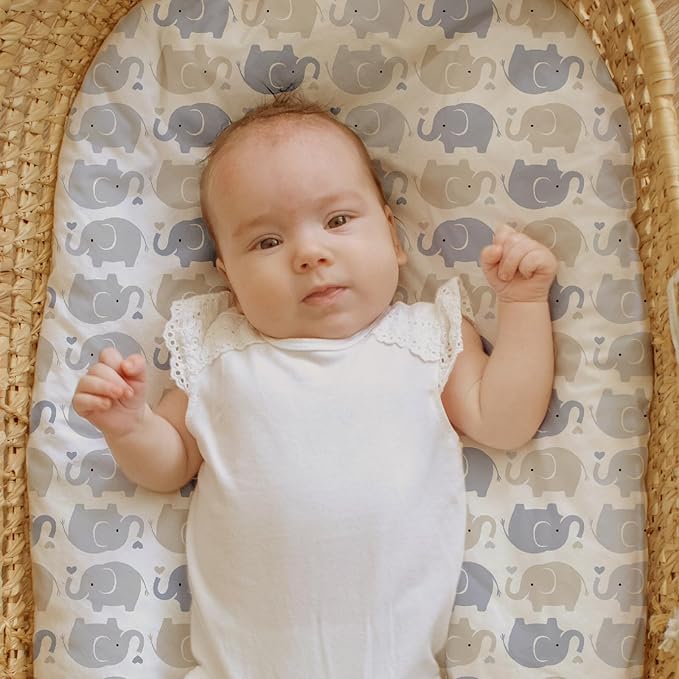 Gllquen Baby Bassinet Sheets 2 Pack, 100% Organic Cotton Bassinet Fitted Sheets for Girls Boys, Soft & Breathable Unisex Baby Mattress Sheet for Standard Bassinets 33"x17"(Blue)