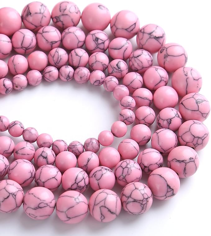 120PCS 6MM Pink Turquoise Spacer 2 Strands Loose Beads for Jewelry Making DIY Bracelet Necklace