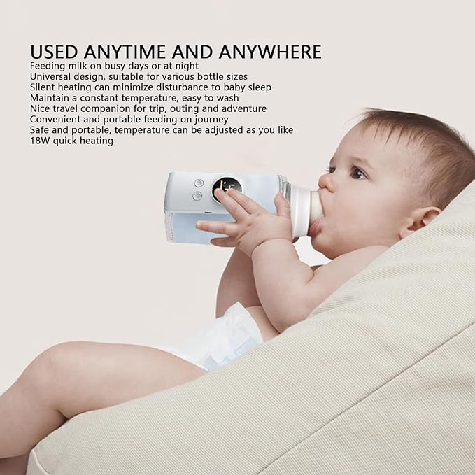 USB Powered Baby Bottle Warmer, 18W Fast Heating Adjustable Constant Temperature Portable Bottle Warmer Universal for Home and Travel (Type 2)