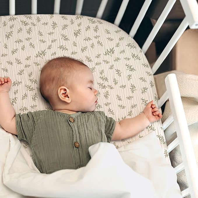 lulumoon Muslin Bassinet Sheets Baby: Cotton Bedside Sleeper Bassinet Sheets Fitted for Boys and Girls