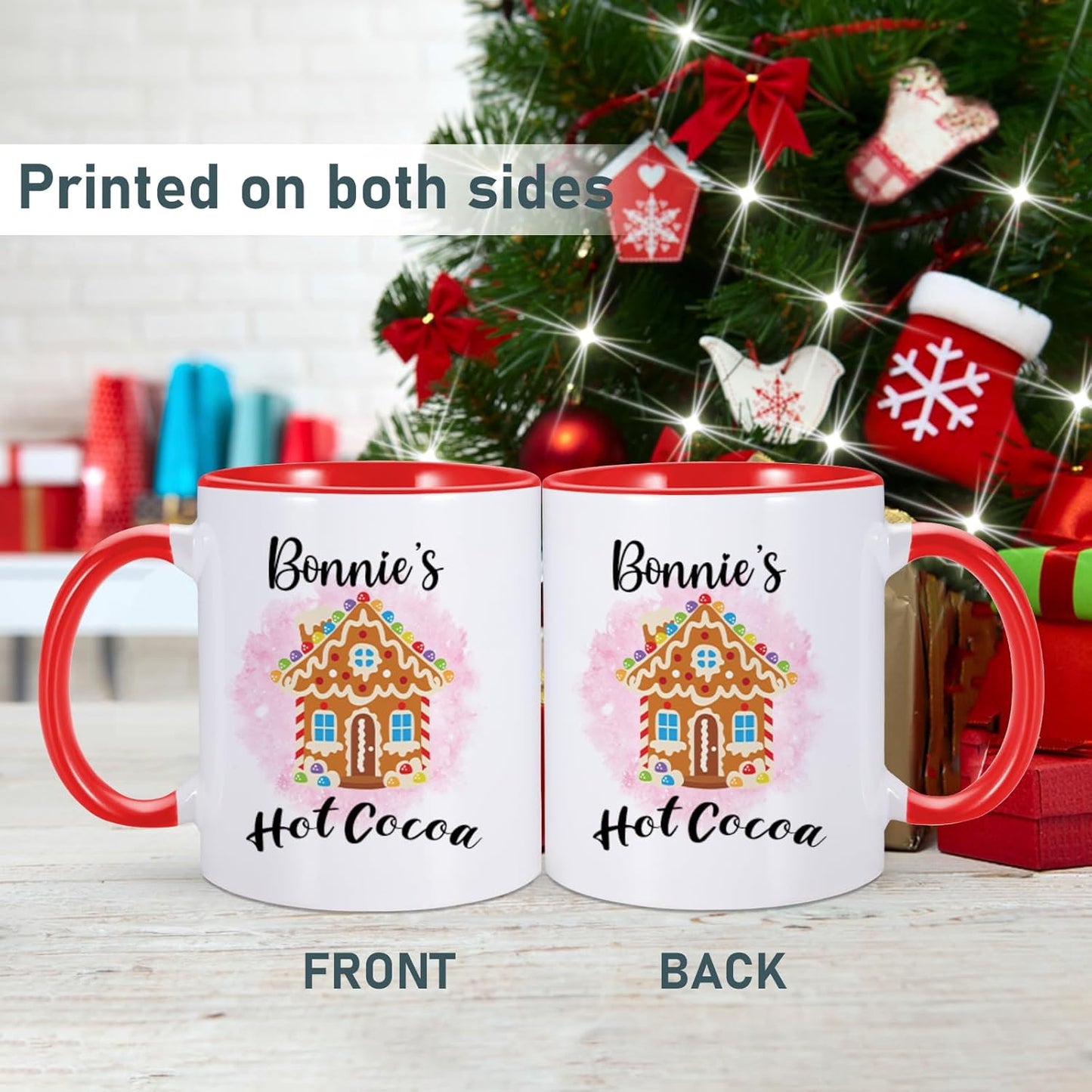 Custom Hot Cocoa Mugs Personalized Christmas Coffee Mugs with Name Customized Hot Chocolate Mug for Kids 11 oz Winter Holiday Cups Xmas Snowman Reindeer Mug Christmas Gifts for Family Boys Girls
