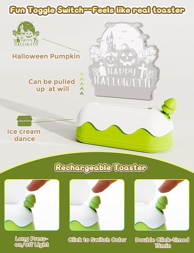 LOHAS Halloween Night Light for Kids, Pumpkin Night Lights, USB Rechargeable, Color Changing RGB, Lamp for Adults, Children, Room Décor