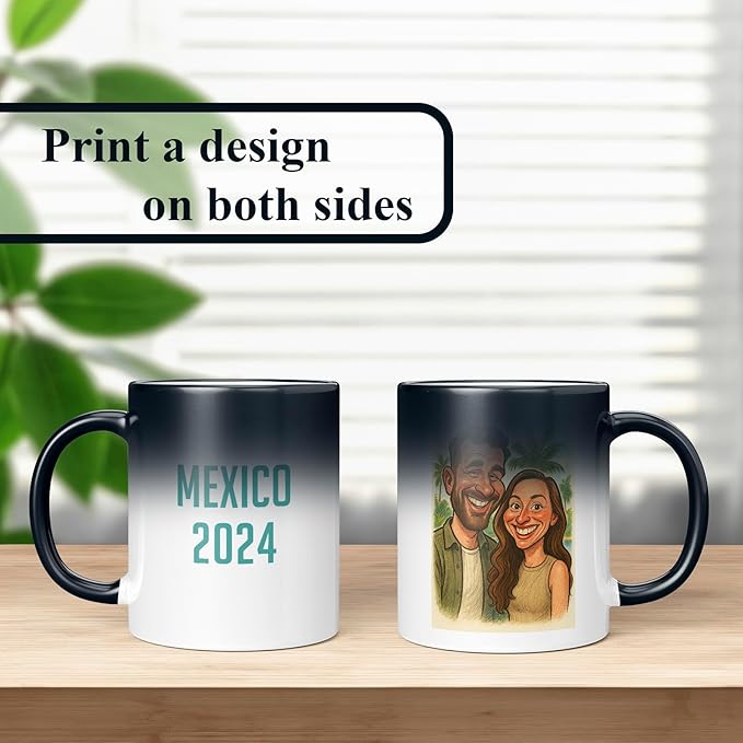 Personalized Coffee Mug, Custom Photo Caricature Gift, Funny Customized Coffee Gift for Men & Women, Custom Mugs with Pictures, Color Changing 11oz Father's Day Mug