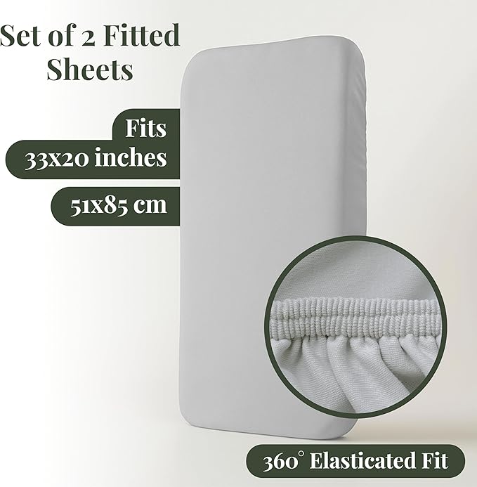 Organic Newton Baby Bassinet Sheets - Aegean Heritage Turkish Cotton 200GSM, Feel The Quality at First Touch Bassinet Sheets - 100% Organic Cotton Maxi COSI, Koola Baby Delight Joy, Angelbliss 2-Pack