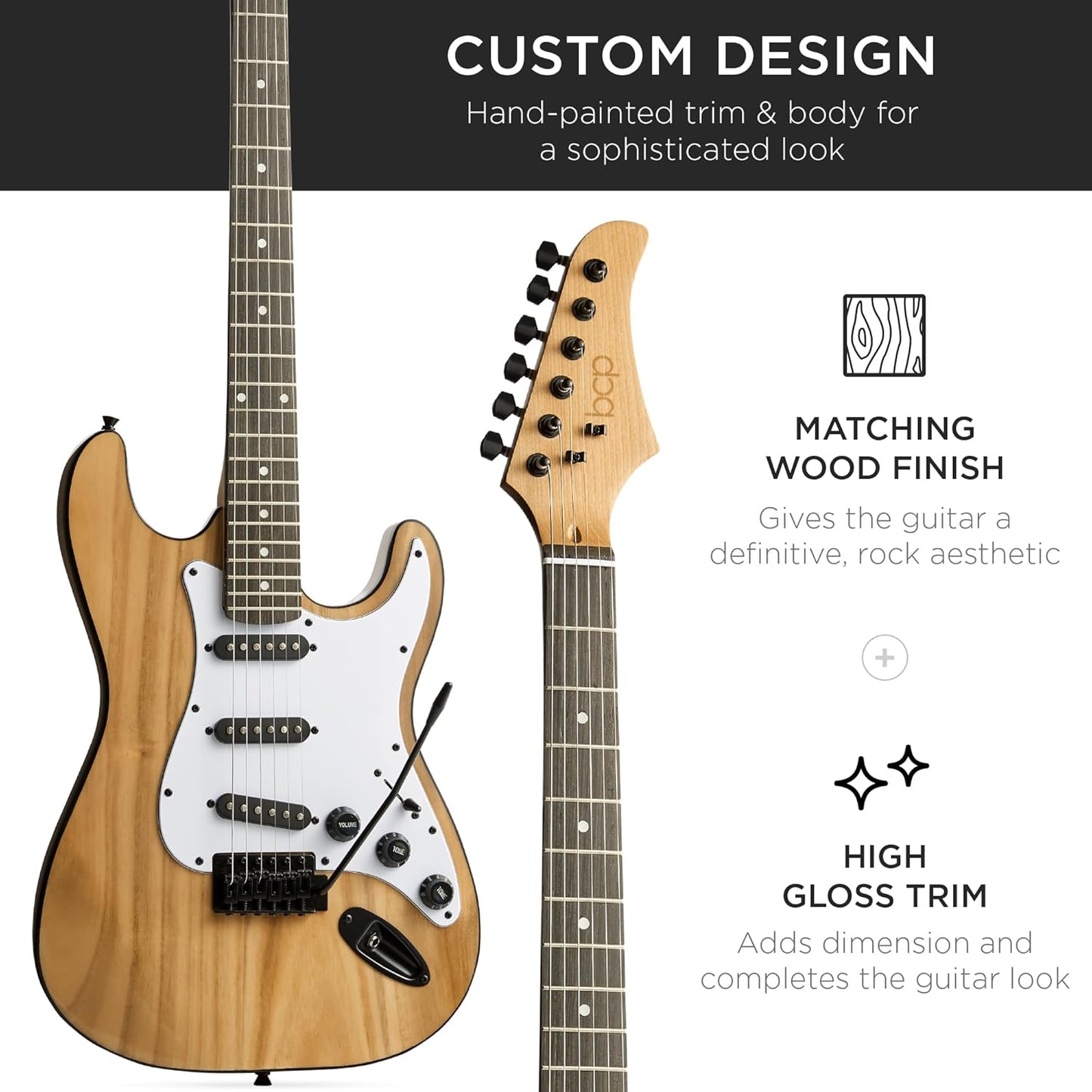 Best Choice Products 39in Full Size Beginner Electric Guitar Starter Kit w/Case, Strap, 10W Amp, Strings, Pick, Tremolo Bar - Natural