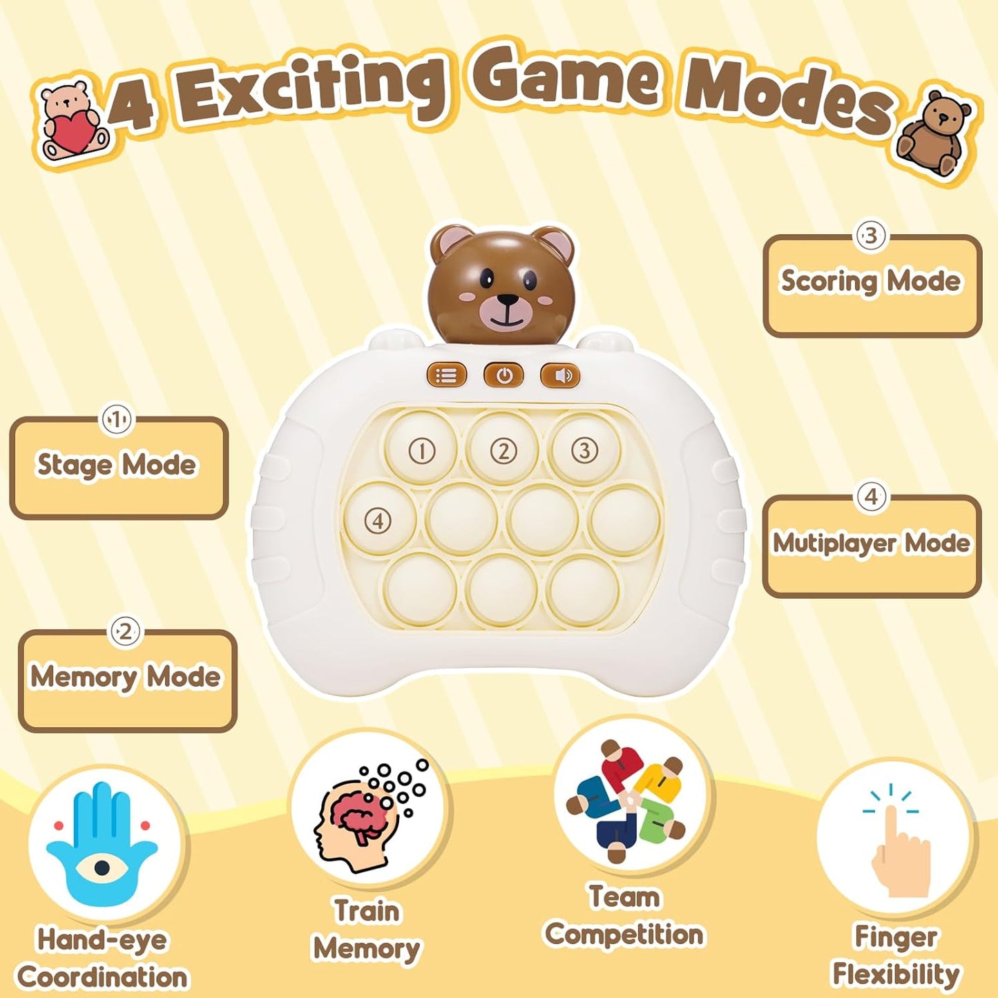 Pop Fidgets Kids Games Toys: 2 Pack Colorful Light Up Fast Push Bubble Handheld Game Sensory Toys for 6 7 8-12 Year Old Boy Girl Birthday Gift for 3-12 Year Old Girls Boys