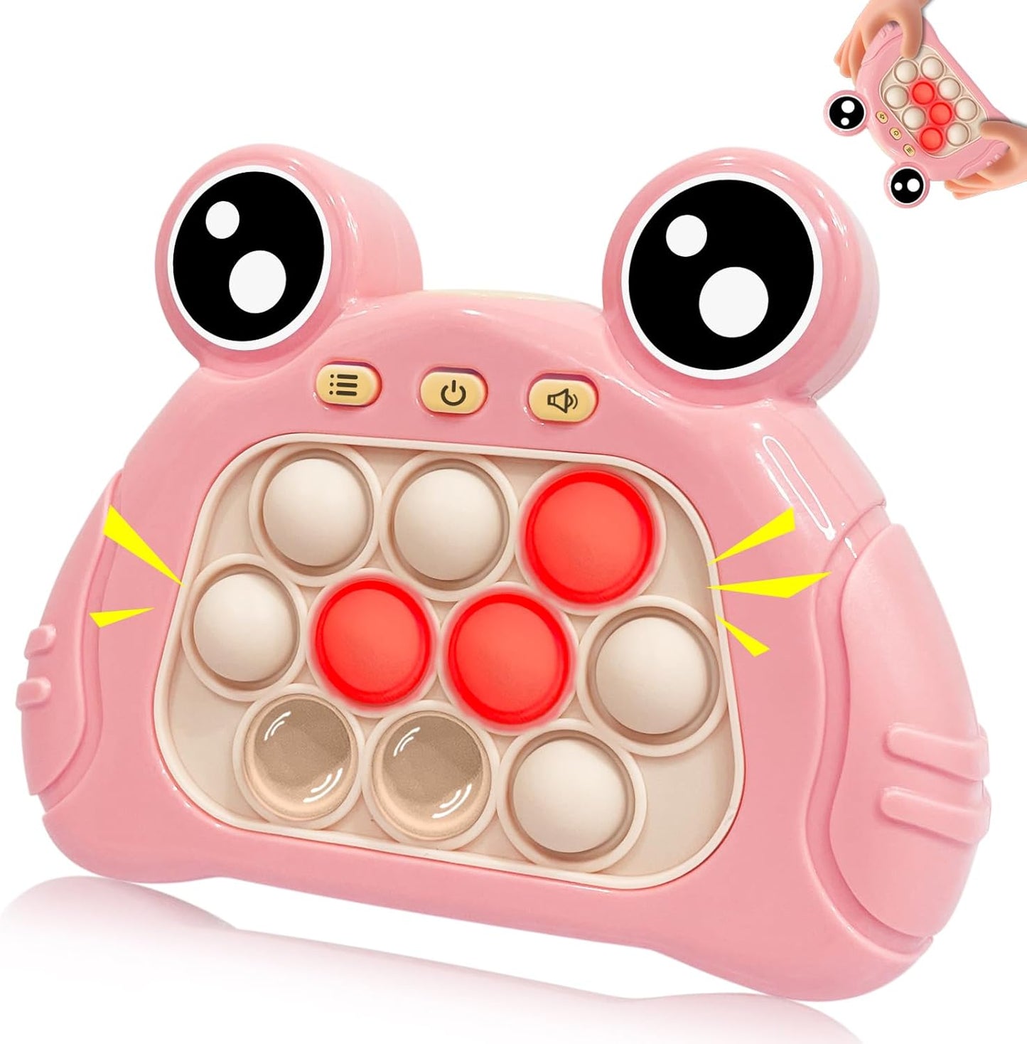 Fast Push Pop Pro Light Up Fidget Bubble Game Controller, Puzzle Pop Pro Game Fidget Toys Adults Handheld Bubble Pop Fidget Game Console Anti-Anxiety Autism Electronic Pop Toy