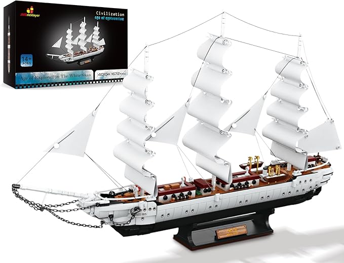 JMBricklayer Ship Building Toy - Building Sets for Adult 40104, White Swan Model Ship Attractive Showroom Decoration, Pirate Ship & Nautical Adventure Experience Construction Toys