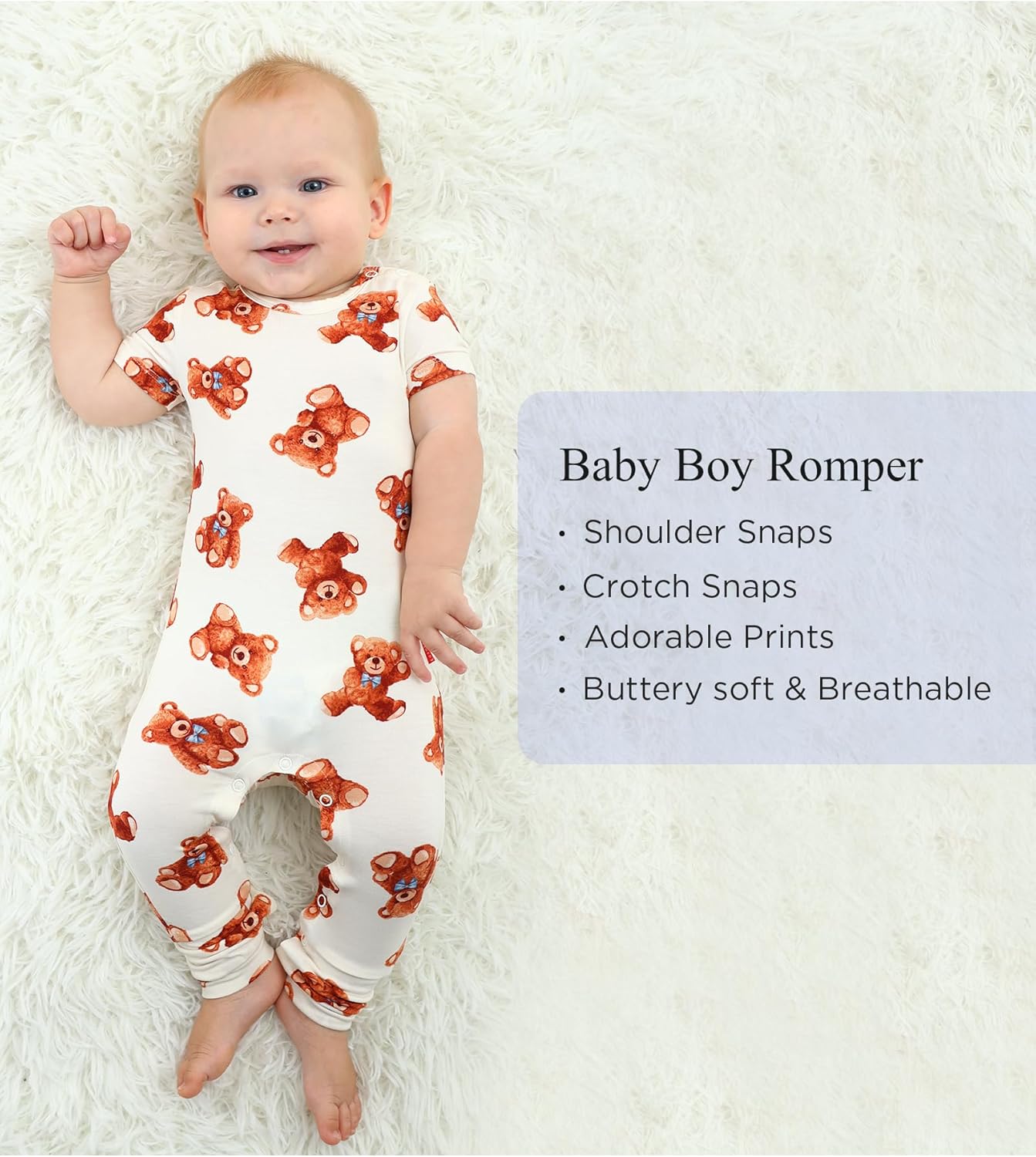 Bamboo Viscose Baby Boy Romper Short Sleeve Long Leg Jumpsuit Summer Outfit