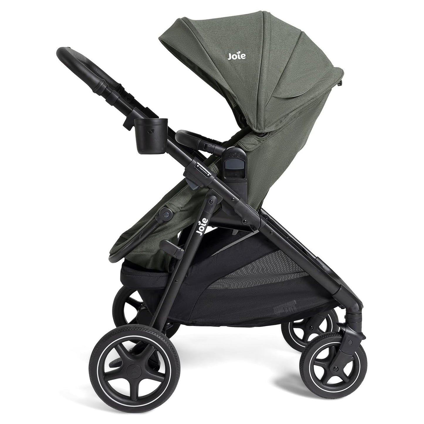 Joie Ginger lx 4-in-1 One-Hand Pramette Stroller - Easy Convertible Pramette and Stroller with a One-Hand Pramette Conversion, for Newborns to Toddlers (Evergreen)